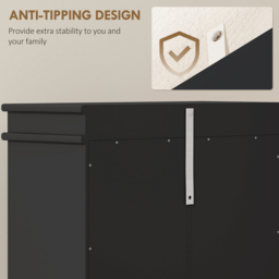 Portland 3 Flip Drawer Black Slim Shoe Storage Cabinet - Size: 117.5 x 24 x 54cm - Wilko - thumbnail 7