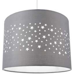 Happy Homewares Soft Grey Cotton Stars Decorated Pendant Shade - Size: 18 x 25 x 25cm - Wilko