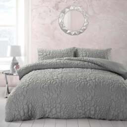 Velosso Alini Double Grey Quilted Duvet Set - Wilko