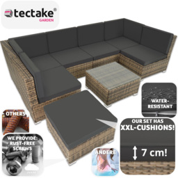 tectake Venice 7 Seater Nature Outdoor Sofa Set - Brown - Wilko - thumbnail 4