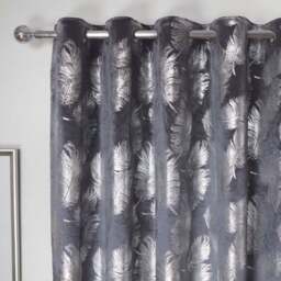 Divante Charcoal Plume Metallic Feather Curtains 229 x 168cm - Size: W 228 x D 168cm - Wilko - thumbnail 4