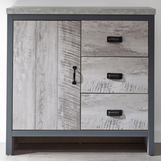 GFW Boston Single Door 3 Drawer Grey Sideboard - Size: 35 x 77 x 76cm - Wilko - image 1