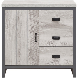 GFW Boston Single Door 3 Drawer Grey Sideboard - Size: 35 x 77 x 76cm - Wilko - thumbnail 3