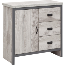 GFW Boston Single Door 3 Drawer Grey Sideboard - Size: 35 x 77 x 76cm - Wilko - thumbnail 5