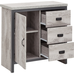 GFW Boston Single Door 3 Drawer Grey Sideboard - Size: 35 x 77 x 76cm - Wilko - thumbnail 6