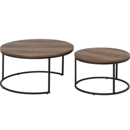 Seconique Quebec Oak Effect Round Nest of Tables Set of 2 - Size: 77 x 77 x 40cm - Brown - Wilko - thumbnail 5
