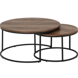 Seconique Quebec Oak Effect Round Nest of Tables Set of 2 - Size: 77 x 77 x 40cm - Brown - Wilko - thumbnail 4
