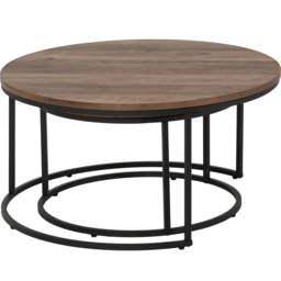 Seconique Quebec Oak Effect Round Nest of Tables Set of 2 - Size: 77 x 77 x 40cm - Brown - Wilko - thumbnail 3