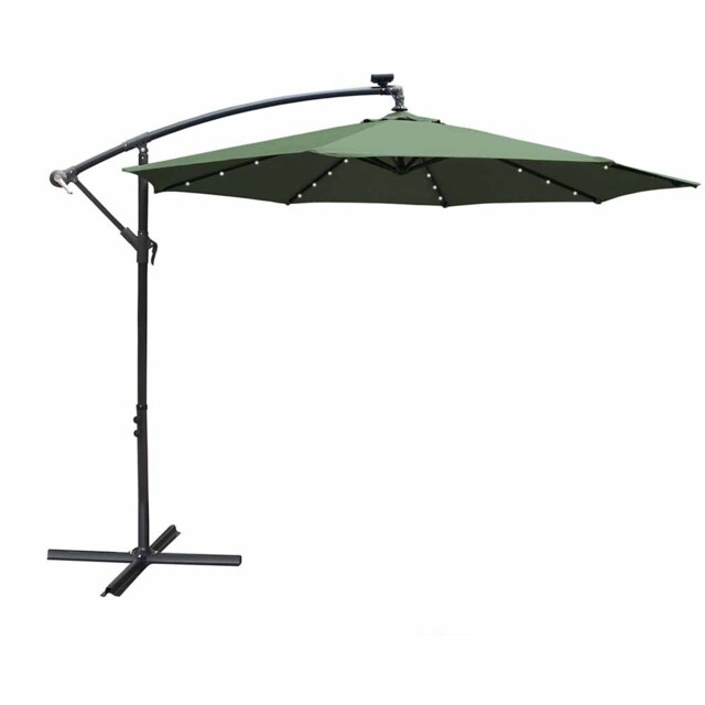 Airwave Hanging Green Parasol with Solar Powered LED Spotlights 3m - Wilko - image 1