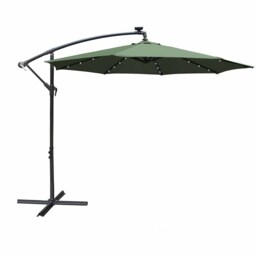 Airwave Hanging Green Parasol with Solar Powered LED Spotlights 3m - Wilko