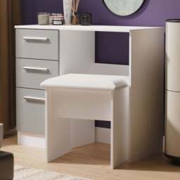 Crowndale Contrast 3 Drawer Dusk Grey and White Vanity Dressing Table Ready Assembled - Size: #REF! - Dusk Grey & White - Wilko
