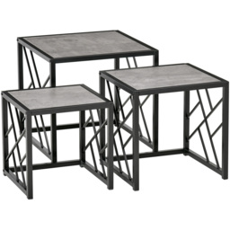 Portland Grey Nest of Tables Set of 3 - Size: 48 x 48 x 45cm - Wilko - thumbnail 3
