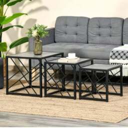 Portland Grey Nest of Tables Set of 3 - Size: 48 x 48 x 45cm - Wilko