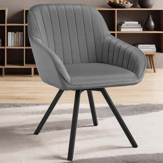 tectake Set of 6 Grey Velvet Fabric Lounge Armchair - Size: Single - Wilko - image 1