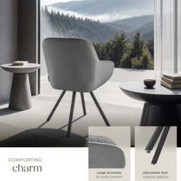 tectake Set of 6 Grey Velvet Fabric Lounge Armchair - Size: Single - Wilko - thumbnail 5