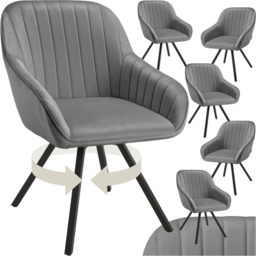 tectake Set of 6 Grey Velvet Fabric Lounge Armchair - Size: Single - Wilko - thumbnail 3