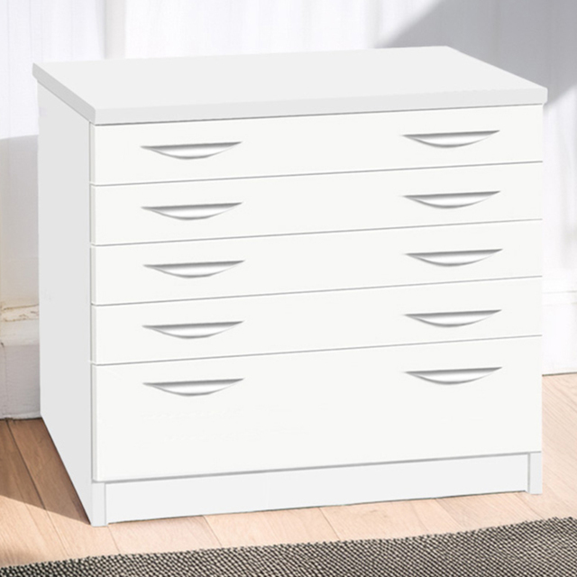 R White Cabinets 5 Drawer White A2 Plan Chest of Drawers - Wilko - image 1