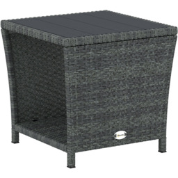 Outsunny Single Shelf Grey Rattan Side Table - Size: 43 x 45 x 45cm - Wilko - thumbnail 3