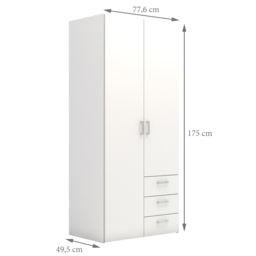 Florence Space 2 Door 3 Drawer White Wardrobe - Size: 2 Door, 3 Drawer - Furniture To Go - Wilko - thumbnail 7