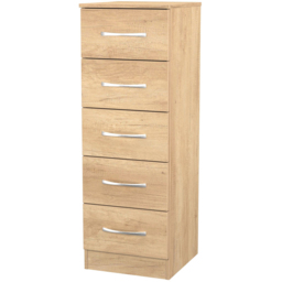 Crowndale Avon 5 Drawer Nebraska Oak Tall Bedside Cabinet Ready Assembled - Wilko - thumbnail 5