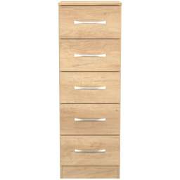 Crowndale Avon 5 Drawer Nebraska Oak Tall Bedside Cabinet Ready Assembled - Wilko - thumbnail 3