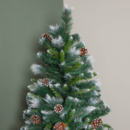 Samuel Alexander Frosted Glacier Pine Snow Tipped Artificial Christmas Tree with Pinecones 7ft - Green - Wilko - thumbnail 4