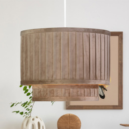 Lighting Collection Aurelia Taupe Velvet Wide Pleat Ceiling Shade - Size: 23.5 x 30 x 30cm - Brown - Wilko - thumbnail 3