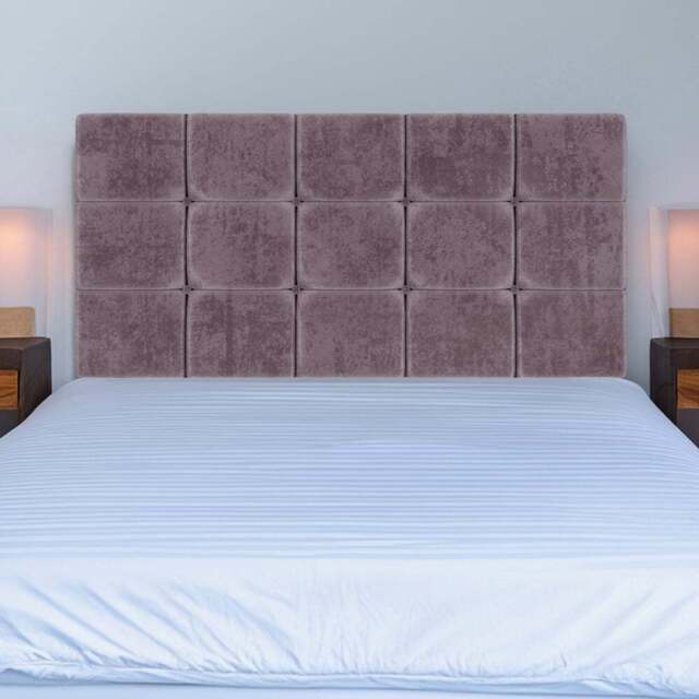 Bedmaster Single Mauve Naples Velvet Pearl Squared Headboard - Brown - Wilko - image 1