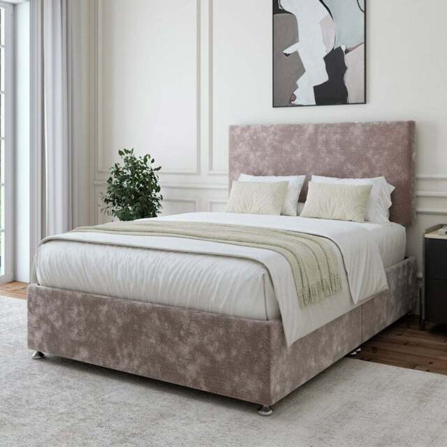 Bedmaster Super King Silver Chenille Divan Base with Valencia Headboard - Wilko - image 1