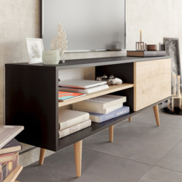 Decorotika Pi Single Door Black and Oak TV Unit - Size: 59 x 160 x 35cm - Multi - Wilko - thumbnail 7