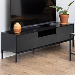Florence Seaford Single Drawer 2 Ash Black Door TV Unit - Furniture To Go - Wilko