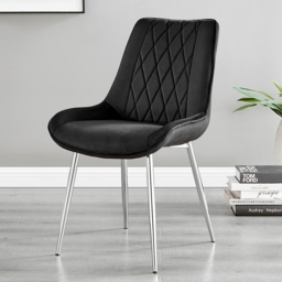 Furniturebox Elissa Cesano Marble Effect 2 Seater Round Dining Set White Black and Chrome - Wilko - thumbnail 4