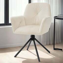 tectake Lenia Set of 2 Cream and Black Velvet Swivel Chair - Size: Single - Wilko