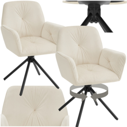 tectake Lenia Set of 2 Cream and Black Velvet Swivel Chair - Size: Single - Wilko - thumbnail 3