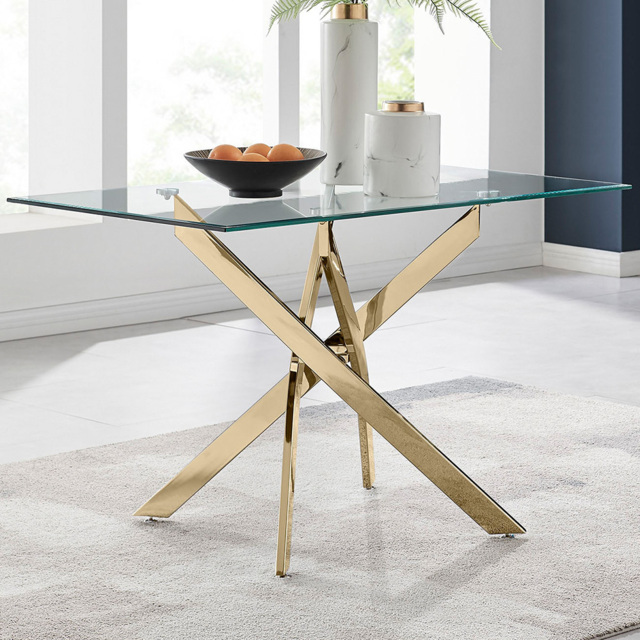 Furniturebox Tavalo 4 Seater Dining Table Gold - Wilko - image 1