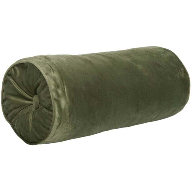 Soft Velvet Bolster CushionGreen - My Home - Wilko