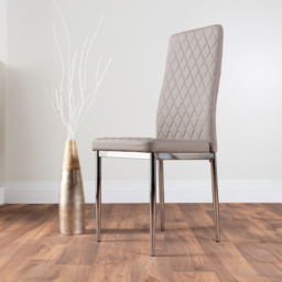Furniturebox Copeland Valera Marble Effect 4 Seater Dining Set White Cappuccino and Chrome - Wilko - thumbnail 4