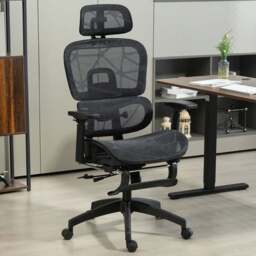 Portland Black Ergonomic Swivel Office Chair Swivel with 3D Armrest - Size: 122 x 64 x 66cm - Wilko