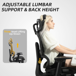Portland Black Ergonomic Swivel Office Chair Swivel with 3D Armrest - Size: 122 x 64 x 66cm - Wilko - thumbnail 7