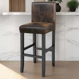 Tectake Antique Brown Leather Padded Bar Stool Set of 4 - Size: 107 x 40 x 41cm - Wilko - thumbnail 1