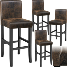 Tectake Antique Brown Leather Padded Bar Stool Set of 4 - Size: 107 x 40 x 41cm - Wilko - thumbnail 3