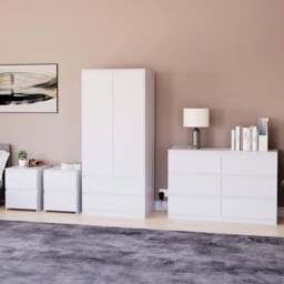 VIDA DESIGNS Denver White 4 Piece Bedroom Furniture Set - Wilko