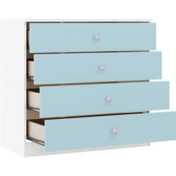 Seconique Denver 4 Drawer White and Blue Gloss Storage Chest - White/Blue Gloss - Wilko - thumbnail 5