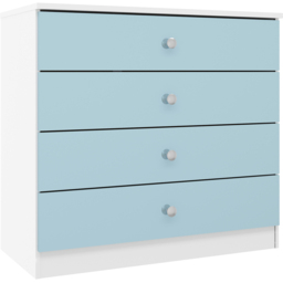 Seconique Denver 4 Drawer White and Blue Gloss Storage Chest - White/Blue Gloss - Wilko - thumbnail 3