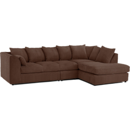 Luxor 4 Seater Chocolate Jumbo Cord Right Hand Facing Scatter Back L Shaped Corner Sofa Set - Brown - Wilko - thumbnail 3