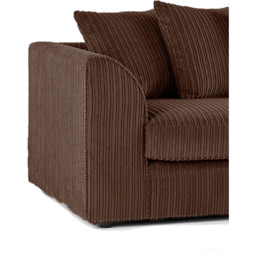 Luxor 4 Seater Chocolate Jumbo Cord Right Hand Facing Scatter Back L Shaped Corner Sofa Set - Brown - Wilko - thumbnail 5