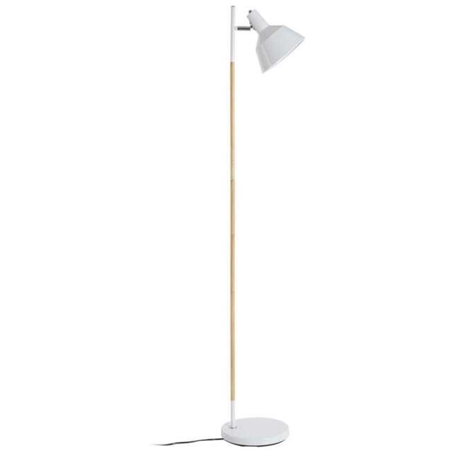 Premier Housewares White Wood and Metal Floor Lamp - Size: 24 x 24 x 150cm - Wilko - image 1