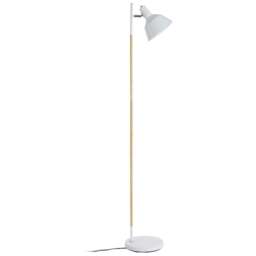 Premier Housewares White Wood and Metal Floor Lamp - Size: 24 x 24 x 150cm - Wilko