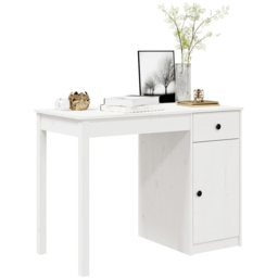 vidaXL Single Door Single Drawer Computer Desk White - Size: 75 x 100 x 50cm - Wilko - thumbnail 4