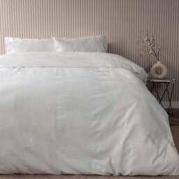 Serene Waffle Stripe Super King Size White Duvet Set - Wilko - thumbnail 1